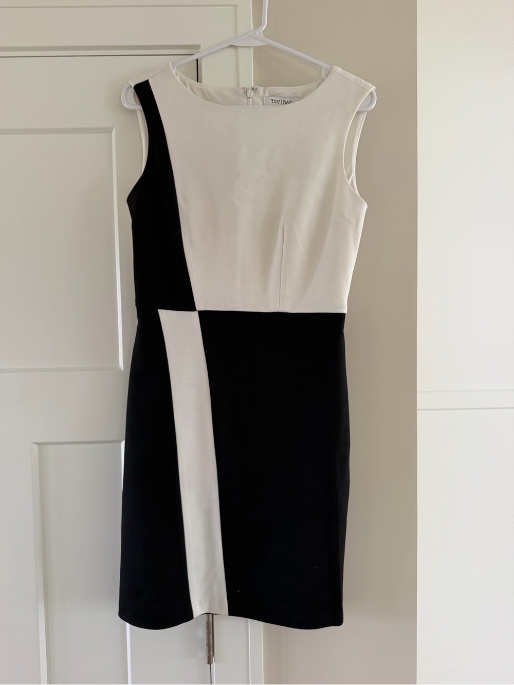 White House Black Market Black and White Colorblock Sheath Dress